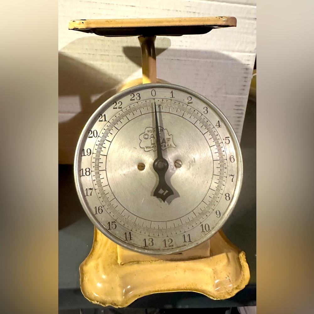Vintage Wm Enders Oak Leaf Kitchen Baby Scale 24 Pounds Made In USA Walden NY